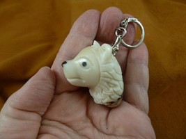 (TNE-LION-713A) White Lion Head Keychain Tagua Nut Figurine Carving Vegetable - £14.56 GBP