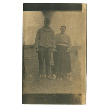 Farming Couple with Dog RPPC Antique 1910s American Gothic Unposted Post... - $19.70