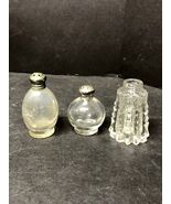 Vintage Set of 3 Clear Glass Salt &amp; Pepper Shakers Crackle Silver Tone L... - $135.38 MXN