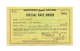 Northwest Orient Airlines Special Rate Order Form 1962 - $11.88