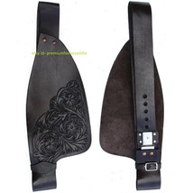 Western Horse Saddle Replacement Leather Fenders Black Color Pair Set Weave Tool - £120.55 GBP