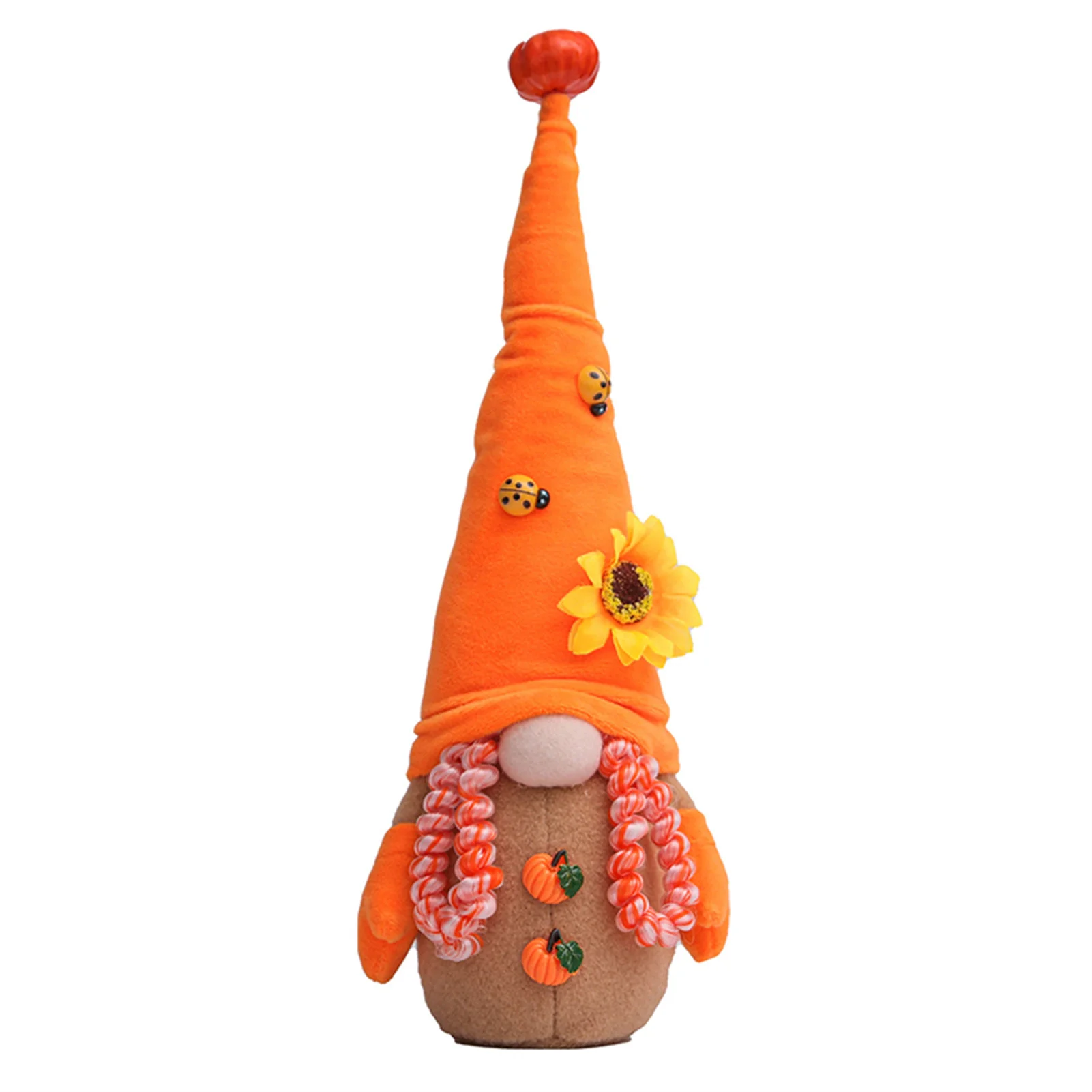 Pumpkin Shaped Garden Gnomes Orange Plush Faceless Doll Desktop Ornament For - £14.07 GBP+