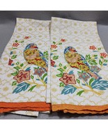 Applique Embroidery Bird Kitchen Towels x2 100% Cotton 21.5inx28.5in Wit... - €12,82 EUR