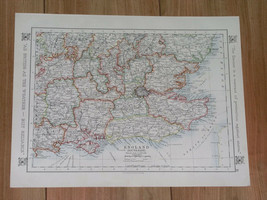1921 Antique Map Of Southern England London Essex Kent Surrey Verso / Scotland - £14.99 GBP