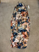 Nwt Nicole Miller Sleeveless Floral Print Satin Maxi Dress Sz M - £62.63 GBP