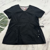 Koi Classics Katelyn Womens Mock Wrap Scrub Top Size L Black Short Sleeve - £19.08 GBP