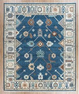 Blue Colorful Modern Hand Knotted High Quality Wool Oushak Turkish Ushak... - $330.00+