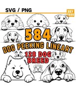 584 Dog Head Peeking Line Art Bundle - 128 Dog Breeds SVG PNG Files - €2,54 EUR