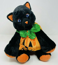 Build a Bear Black Cat Halloween Pumpkin Costume Orange Paws Plush Toy S... - $49.99