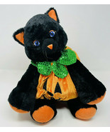 Build a Bear Black Cat Halloween Pumpkin Costume Orange Paws Plush Toy Stuffed - £31.87 GBP