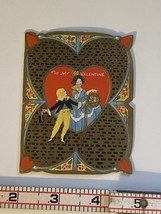 1930 DIAMOND VALENTINES card gold reflective  tophat - $20.57