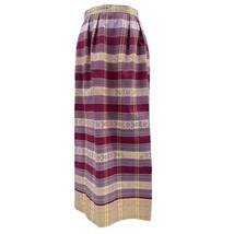 VTG 70s Maxi Skirt Cranberry/Pink Plaid Gold Metallic Thread Pleats Sz S... - $61.48