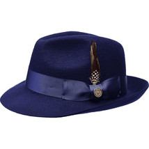 Men Bruno Capelo Fedora Hat Wool 100% Fine Australian Wool Marco MC941 Navy image 2