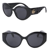 GUCCI MATELASSE 0809 Shiny Black Quilted Chunky Sunglasses GG0809S 001 Marmont - £253.52 GBP