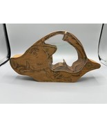 Vintage Wooden Razorback Hog Piggy Bank With Plexiglass Belly Arkansas Hawg - $17.75
