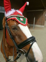 Santa Claus Horse Ear Bonnet/Net/Hat/Hood/Mask Fly veil Full Christmas G... - $12.97