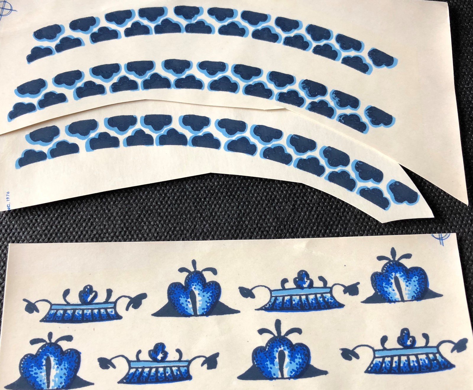 M35 - Ceramic Waterslide Decal - 11 Blue Plate Decorations  - $1.50