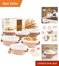 Elegant 6-Piece Mini Cotton Bread Basket Set - Ideal Sourdough Baking Su... - $49.45