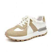 Casual Sneakers Women Suede Leather Patchwork Mixed Colors Lace-Up Round Toe Pla - £99.70 GBP