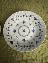 QUEEN’S FINLANDIA 2pc RIM  SWIRL SOUP BOWL 8” BLUE /WHITE BEAUTIFUL - $29.42