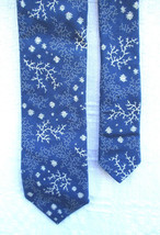 J.Crew Snow Covered Branch Snowflake Blue Cotton Winter Snow Tie Handmad... - £13.22 GBP