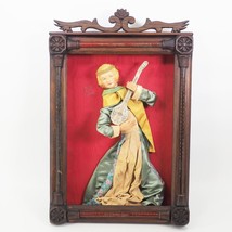 Antique Boy with Mandolin Figure in Ornate Wood Shadowbox - £350.56 GBP