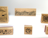 wood rubber stamp lot waves hearts house trees grapes floral Stampin up - $9.89