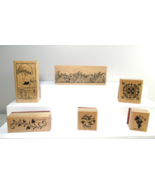 wood rubber stamp lot waves hearts house trees grapes floral Stampin up - $9.89