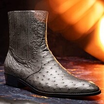 GIORGIO Genuine Ostrich Chelsea Boot Serpentine Gray image 9