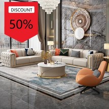 Italian Minimalist White Leather Sofa Luxury Living Room Sofa Large Sofas Set Sm - £4,005.27 GBP+
