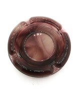 Vintage Amethyst Brown Glass Ashtray 6&quot; Round With Grooved Edge Design -... - $15.84