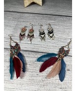 BOHO Feather Beaded Earrings Fringe Tassel Bohemian Ethnic Dangle Qty3 - €6,94 EUR