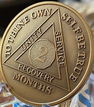 2 Month Large 1.5&quot; Heavy Bronze 60 Day Serenity Prayer Sobriety Chip - £5.49 GBP