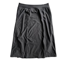 Spanx Womens Black Leather Elastic Waist Pull-On Midi A-Line Skirt Size ... - £11.01 GBP