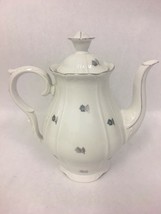 Vintage  Porcelain Tea pot  Lid  Silver Czechoslovakia dinnerware 9 in. coffee - £40.45 GBP