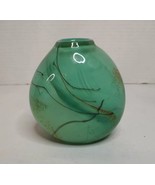 Hand Blown Teal Green Abstract Swirl Art Glass Geometric Bud Vase 4.75&quot; ... - £22.00 GBP