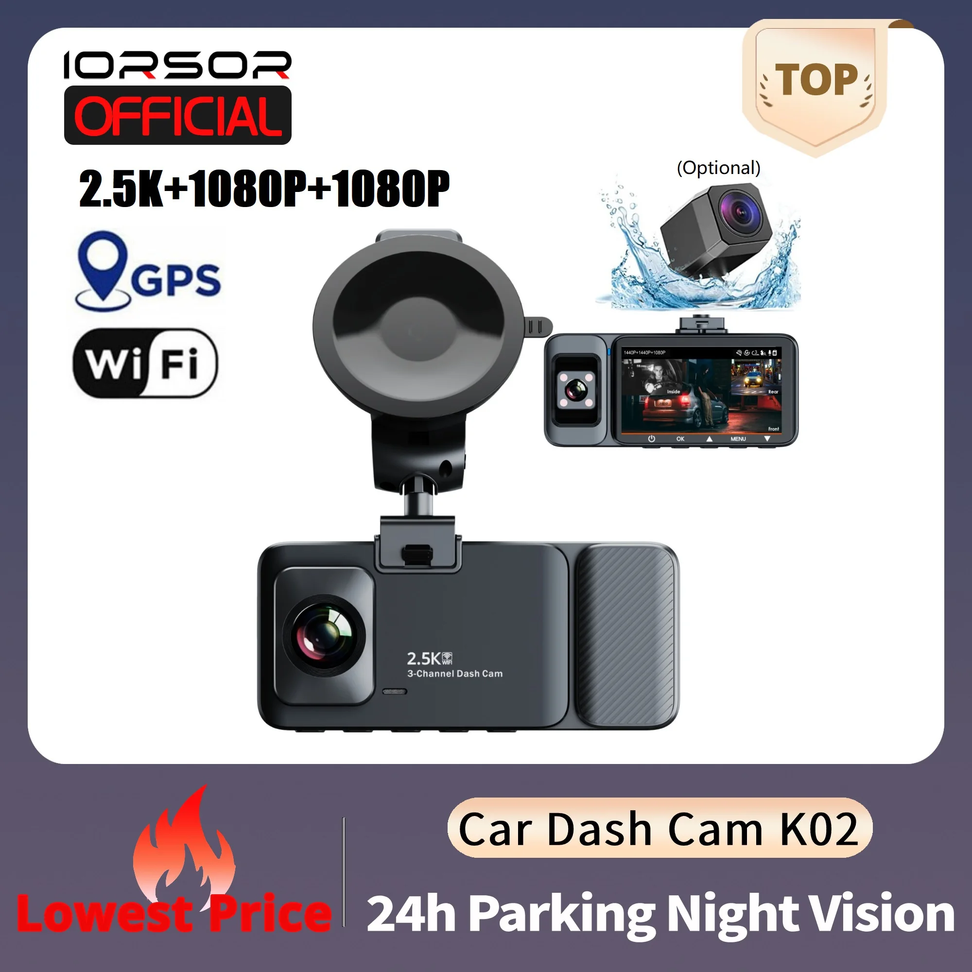 Dash Cam for Cars GPS Wifi Camara Voiture Front and Rear Dashcam 24h Parking - £69.57 GBP+