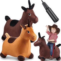 2 Pcs Brown Hopping Horse Toys For Girls Boys, Indoor Outdoor Ride On Bouncy Ani - £48.33 GBP