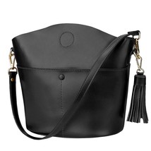 Women Small Cow Split Genuine Leather Crossbody Bucket Bag Shoulder Purse Handba - £128.89 GBP