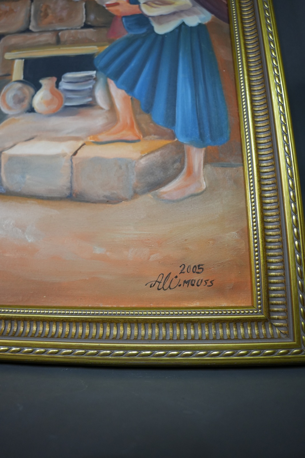 Original Oil on Canvas Arabian Pottery Shop Orientalist Painting Ali Moussa 2005 Item image 2