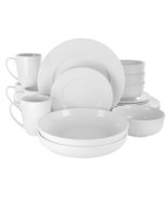 18-Piece White Porcelain Dinnerware Set with Plates Bowls Mugs - Service... - $143.78 CAD