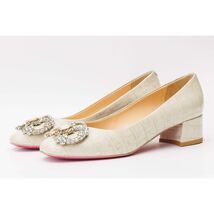 The Foggia Beige Leather Block Heel Pump Women Shoe image 2