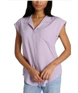 Jachs Womens Blouse Purple Dots Girlfriend Short Cap Sleeves Button-Front - $50.75 CAD