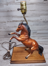 Vintage Breyer Horse Fighting Rearing Stallion Lamp w/ Wood Base NO SHADE - READ - £94.30 GBP