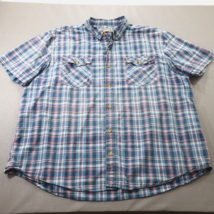 Duluth Trading Mens 2XL Plaid Button Up Shirt Blue 100% Cotton NICE! - £18.87 GBP