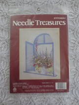 Needle Treasures FLOWERS IN ARCHED WINDOW Crewel SEALED Kit #00578 - 14&quot;... - $15.00