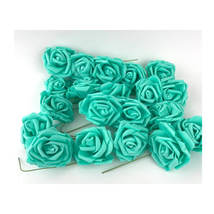 20 PC Blue-Green 3&quot; Foam Flower Rose Wire Stem Single NEW Wedding Bridal... - $18.00