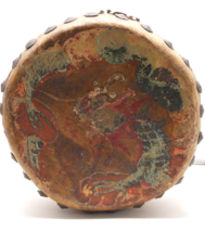 Authentic Antique Chinese Hand Painted Leather &amp; Wood Dragon Tom Tom Drum - £36.76 GBP