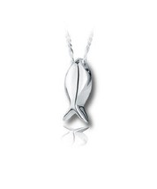 Sterling Silver Jesus Fish Funeral Cremation Urn Pendant for Ashes w/Chain - £192.43 GBP