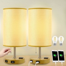 Usb Table Lamp, Set Of 2 Modern Nightstand Table Lamp With Dual Usb Charging Por - £50.51 GBP